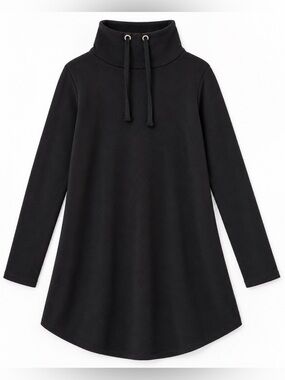 Ann Taylor Dark Navy Cowl Neck Drawstring Tunic Top XS